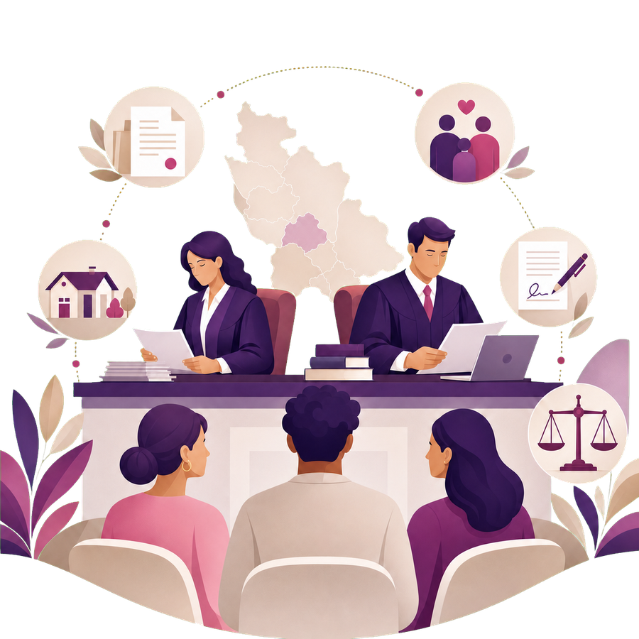 Ilustración incluyente de juezas y jueces