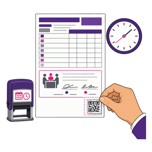 Registro de fecha, hora y código QR